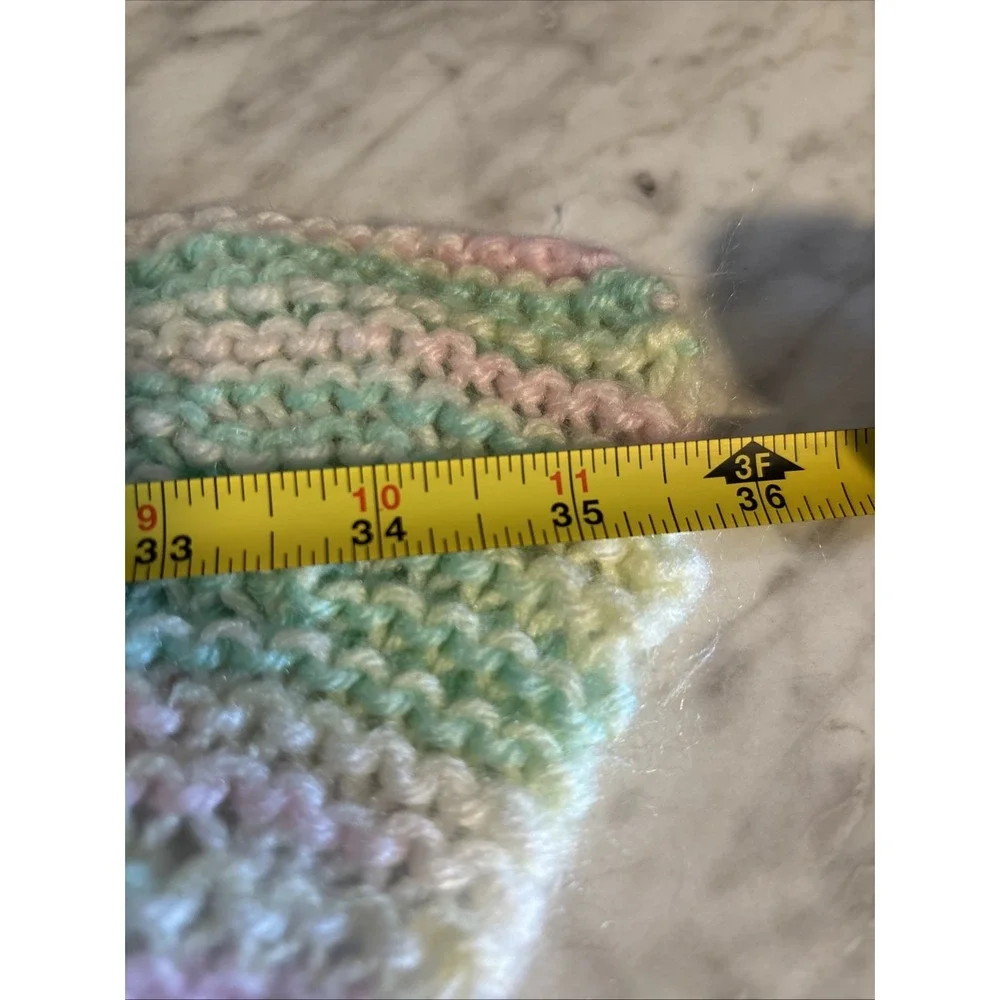 Crocheted‎ Striped Baby blanket Green White Yellow And Pink. 100%Handmade